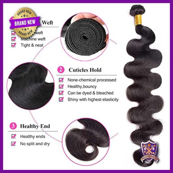 Body Wave Human Hair Extensions 4 Bundles 16-18 Inch Brazilian Virgin Hair main image 5